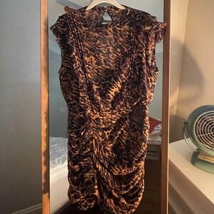 ALL SAINTS leopard silk chiffon mini dress Size 10